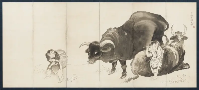 Oxen and Herdboys by Soga Shohaku